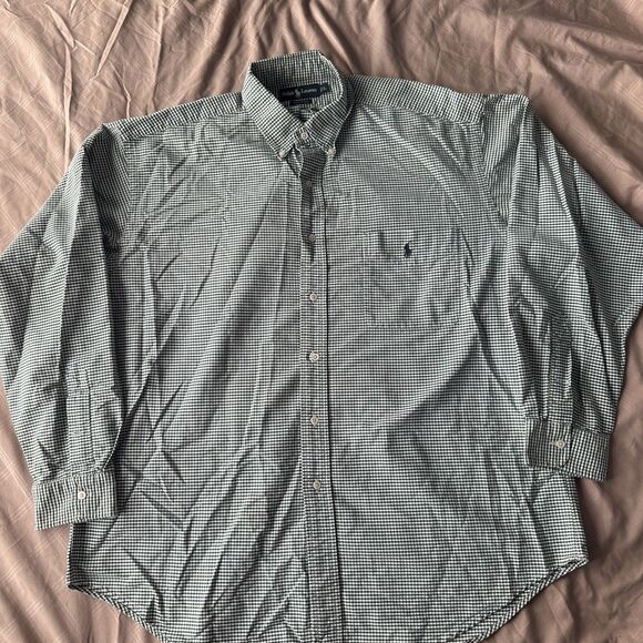 polo ralph lauren green plaid 100% Cotton shirt Sz L - Picture 2 of 7